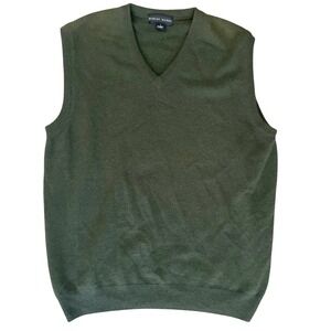 Robert Banks Wool Angora Sweater Vest Large Green Knit Sleeveless Classic